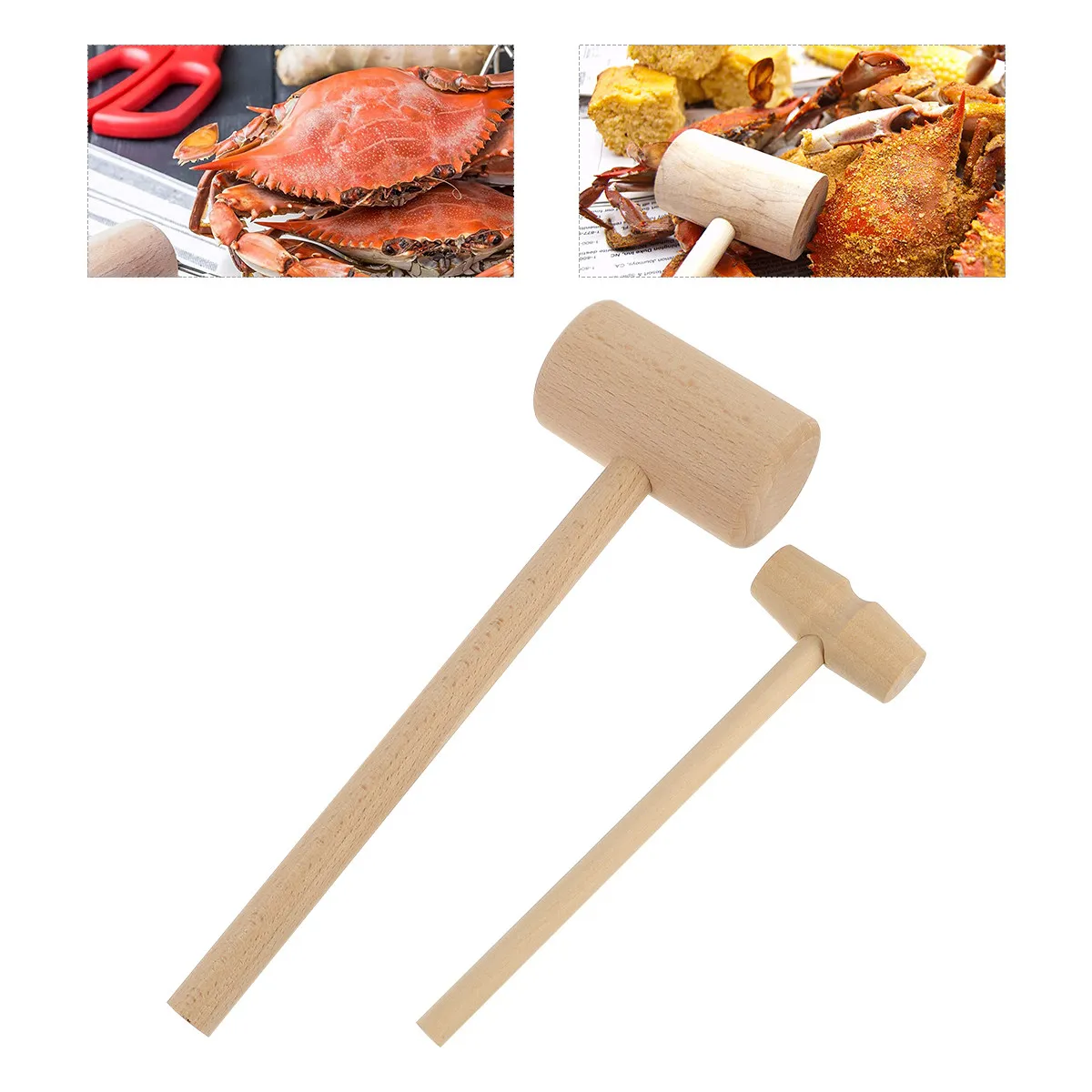 12Pcs Wooden Hammer Set Natural Hardwood Mallet for Crab Lobster Seafood Shells Walnut Cracking DIY Jewelry Making Craft Tools