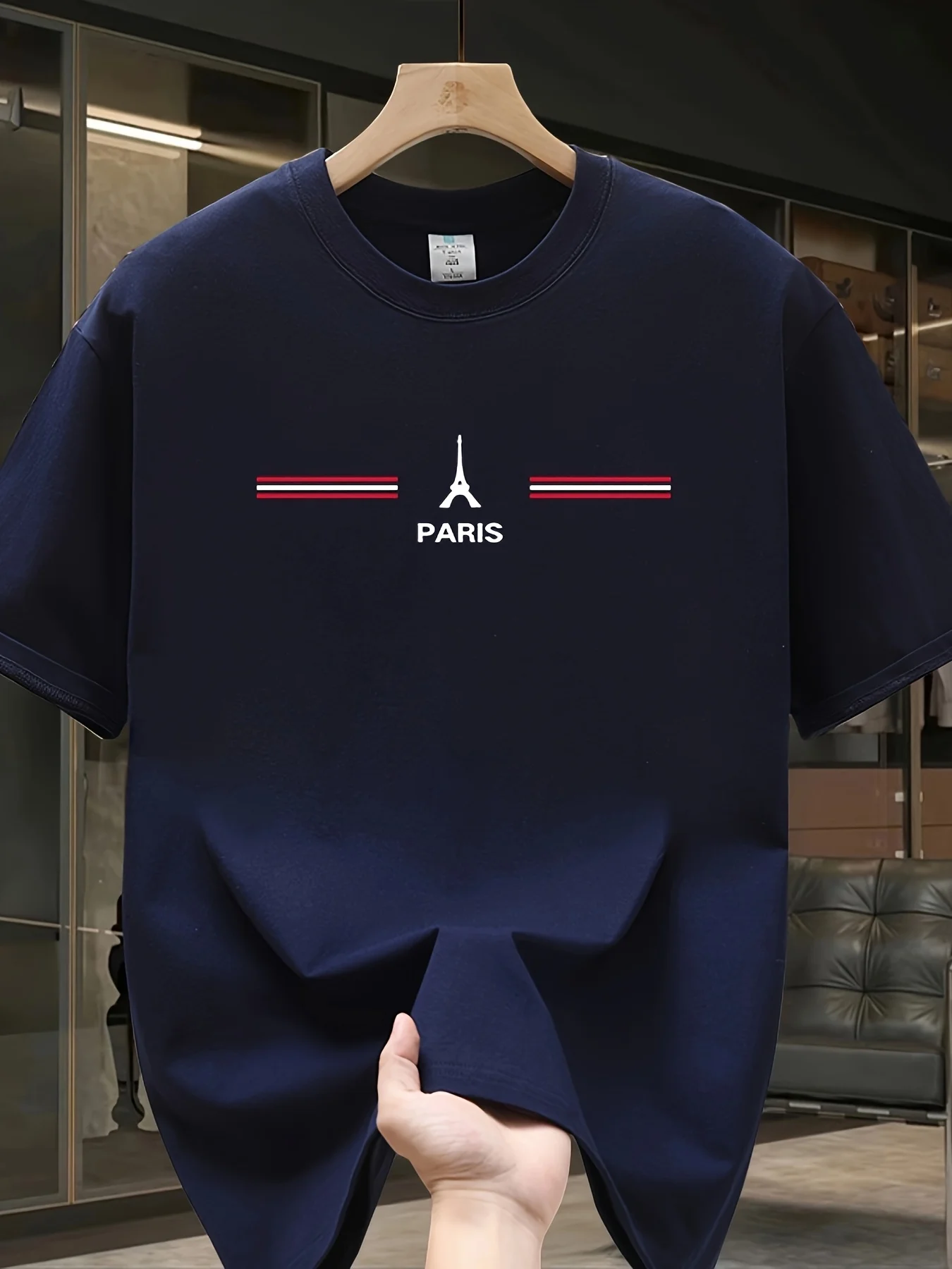 Paris Tower Printed T-shirt Fun Printed T-shirt Fashion Casual Short Sleeve Summer Daily Meat Covering Versatile Top