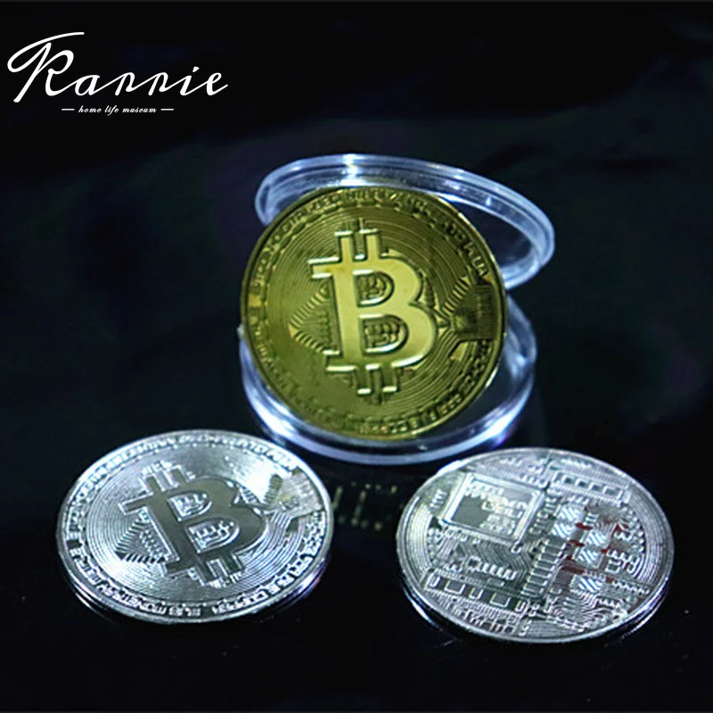 Gold Plated Physical Bitcoins Bit Coin BTC With Case Gift Physical Metal Antique Imitation BTC Coin Art Collection