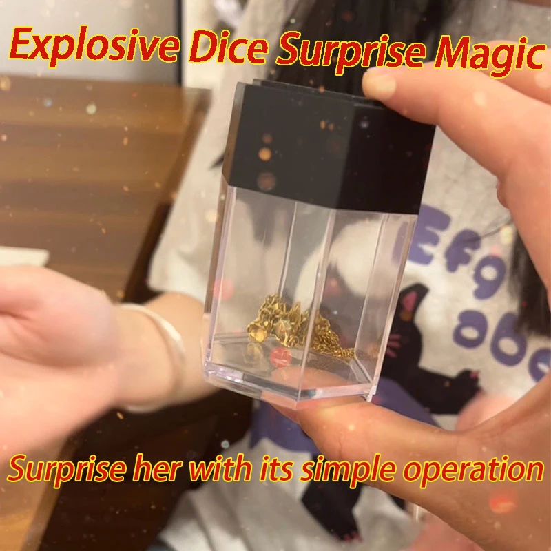 Magic Jewelry Box Explosive Dice Ring Necklace Earrings Display Creative Surprise Mystery Packaging Boxes Supplies Magic Props