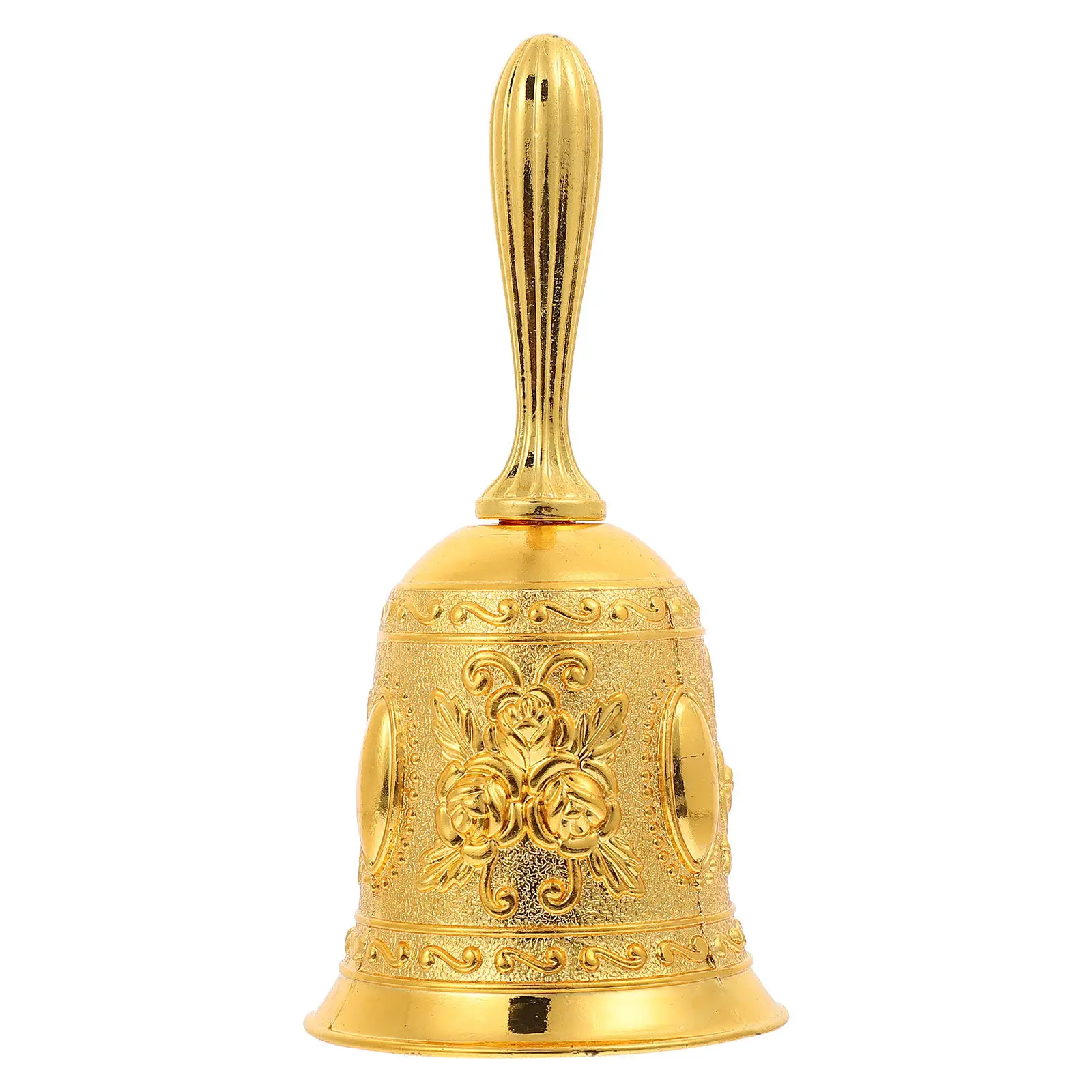 Retro Decor Small Hand Bell Kitchen Hand-operated Vintage Metal Table for Service with Handle