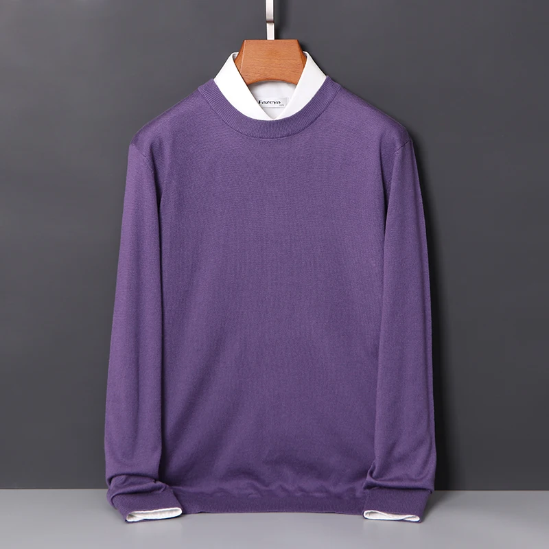 Basic Spring Autumn Winter Man Sweater Classic Men Worsted Merino Wool Knitted Pullover Long Sleeve Clothing Tops O-Neck Jumper
