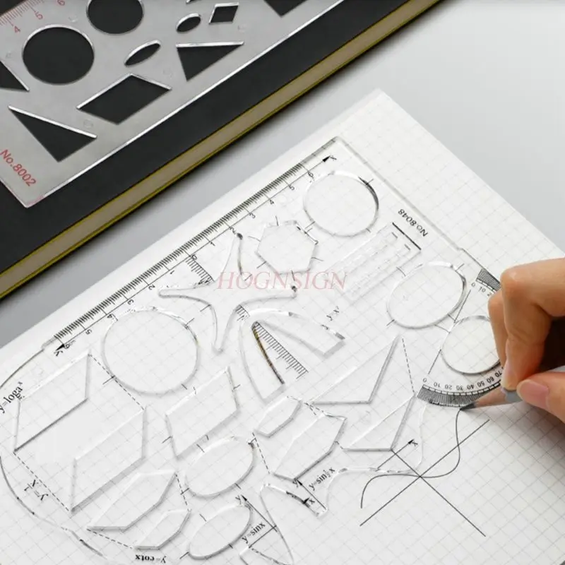 4pcs Multi functional drawing ruler, geometric shape function drawing ruler, student drawing in drawing ruler