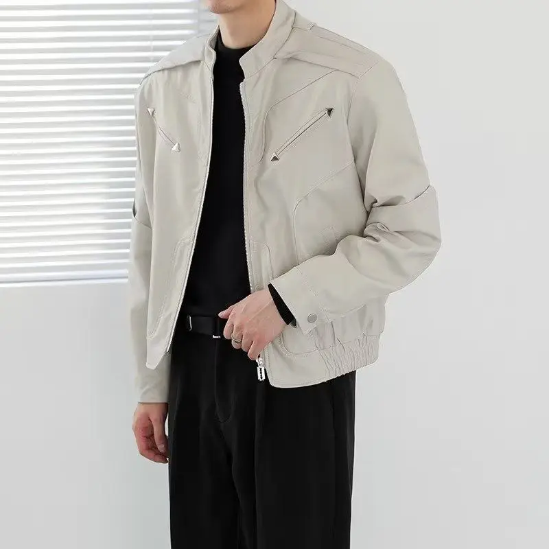 

Мужская классическая куртка из искусственной кожи с воротником-стойкой, универсальная верхняя одежда мотоцикла, зимнее длинное пальто на молнии све