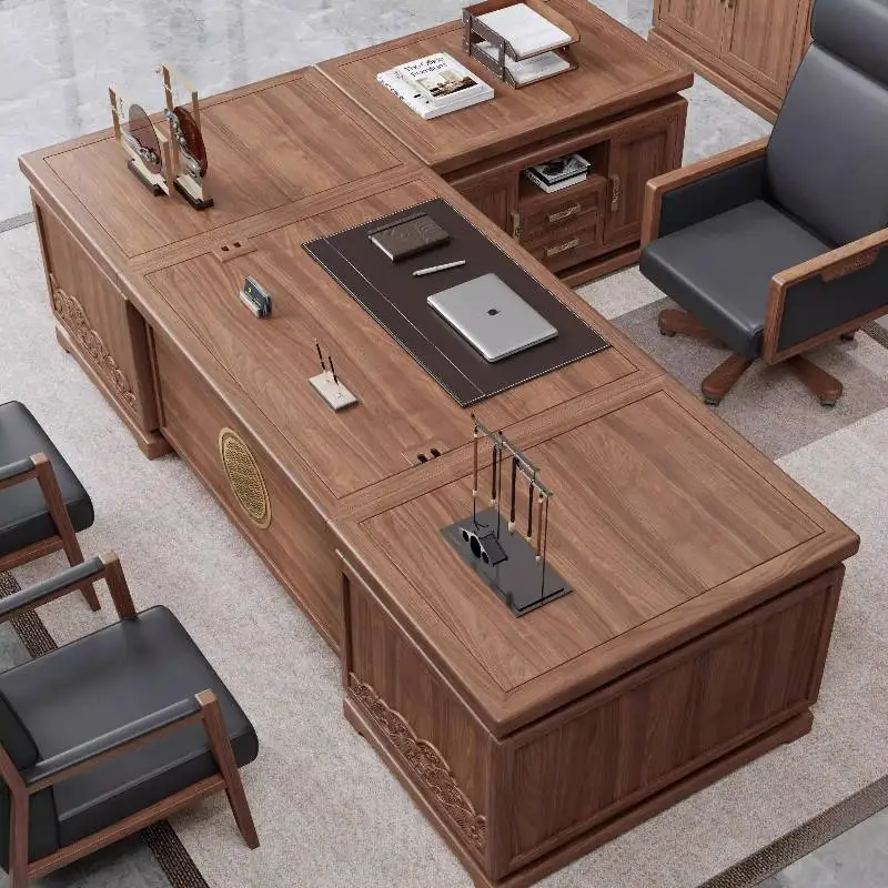 Bruin opbergruimte Executive bureau Moderne luxe grote lades Computerbureau Staande verstelbare Scrivania werkstationtafel