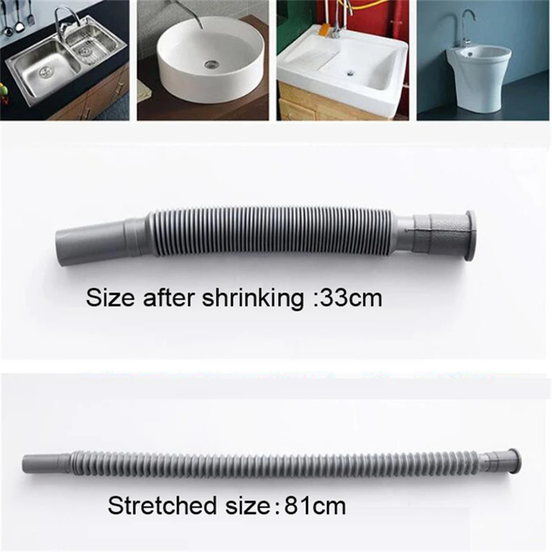 Wash Basin Pipe Plumbing Kitchen Sewer Pipe Flexible Bathroom Sink Drains Downcomer Hose Waste Pipe Overflow Pipe Home Kitchen