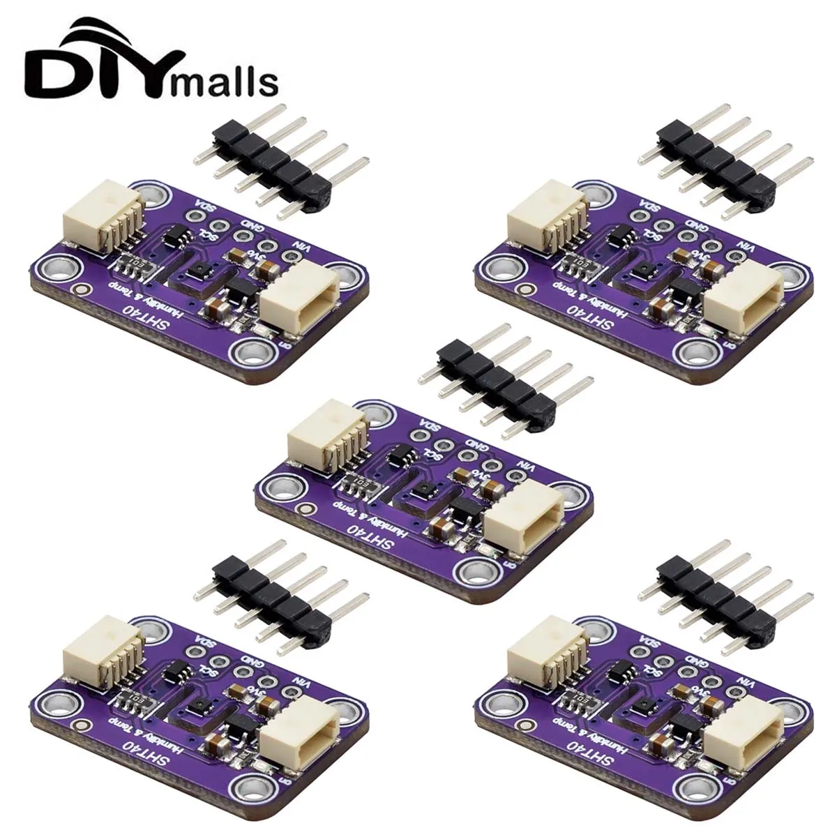 

5PCS SHT40 T/H sensor Temperature and Humidity Module QWIIC port With IIC conversion cable 4P