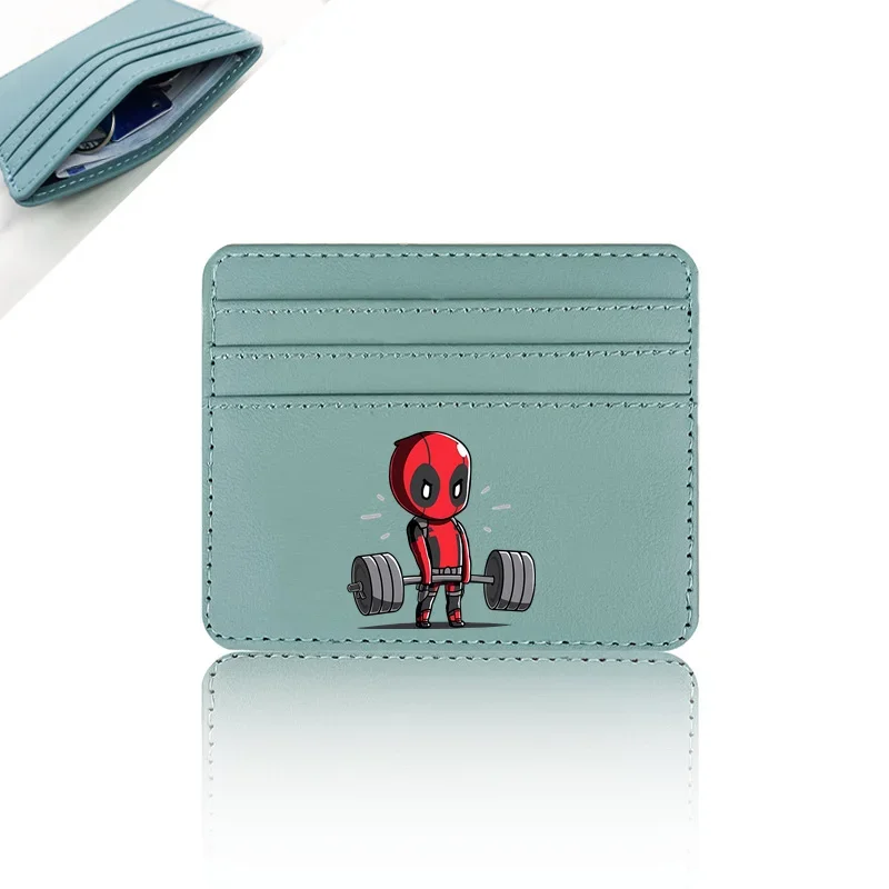 Desenho animado Dead-pool PU Leather ID Card Holder para Homens e Mulheres, Caixa De Cartões De Crédito, Carteira, Pacote De Cartões De Dinheiro, Titular Do Cartão De Ônibus, Cartão De Visita