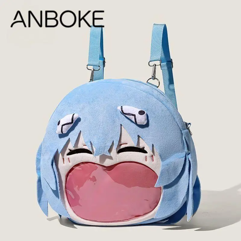 35Cm Neon Genesis Evangelion Ayanami Rei Plush Backpack Adjustable Shoulder Straps Badge Plush Doll Storage Friend Birthday Gift