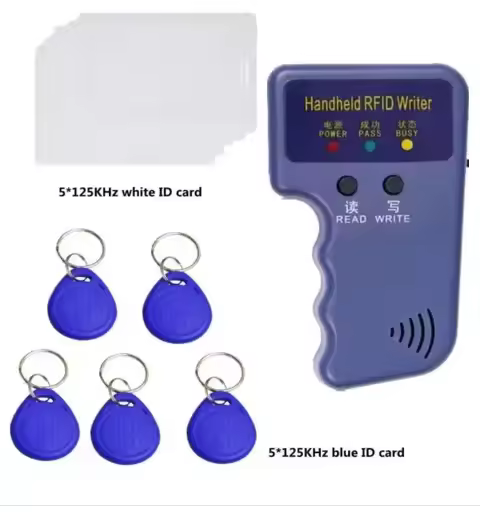 Repetitive Handheld 125KHz EM4100 5200 RFID ID Card Writer Copier Duplicator Programmer + 2pcs T5577 Rewritable Keyfobs Tags - Image 9