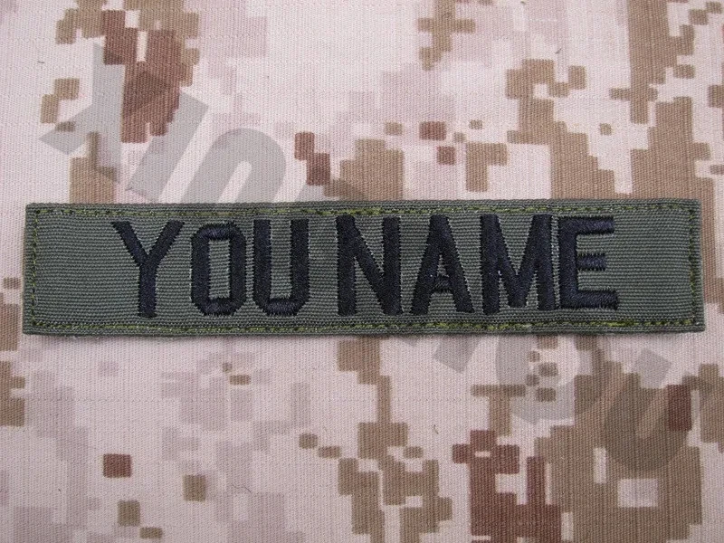 Custom Name Tape Green Background Black Letters Embroidery Patch