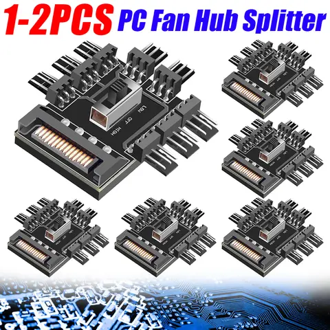 Motherboard SATA/4 Pin 1 to 8 3 Pin PWM Cooler Fan HUB Splitter Extension 12V Power Socket Mining PC Speed Controller Adapter