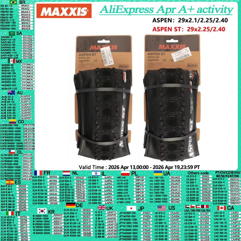 MAXXIS ASPEN ST Original XC Off-road Bicycle Tires Mountain Bike Vacuum Tires Anti Puncture Tubeless Bike Tire 29x2.1/2.25/2.4