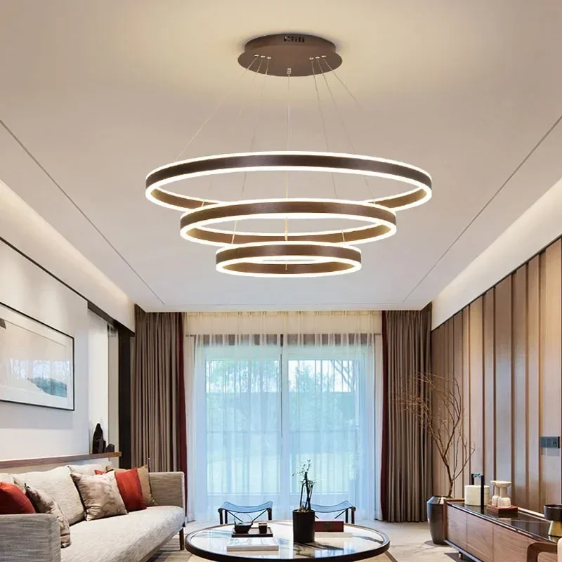 

Modern Circle Lustre Led Pendant Lights Acrylic Smart Dimmable Living Room Chandeliers Home Decor Bedroom Hanging Lamp Fixtures