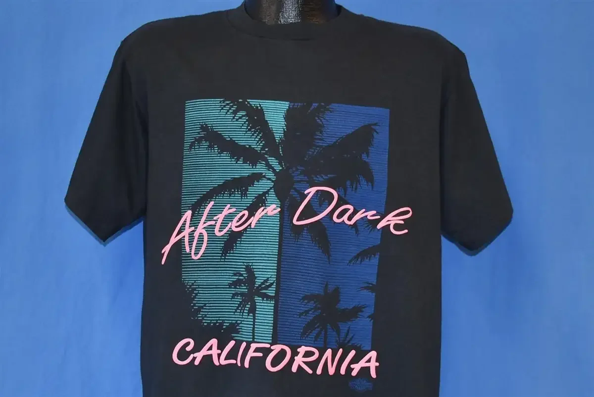 90s After Dark California Palm Trees Night Sky Tourist T Shirt Medium