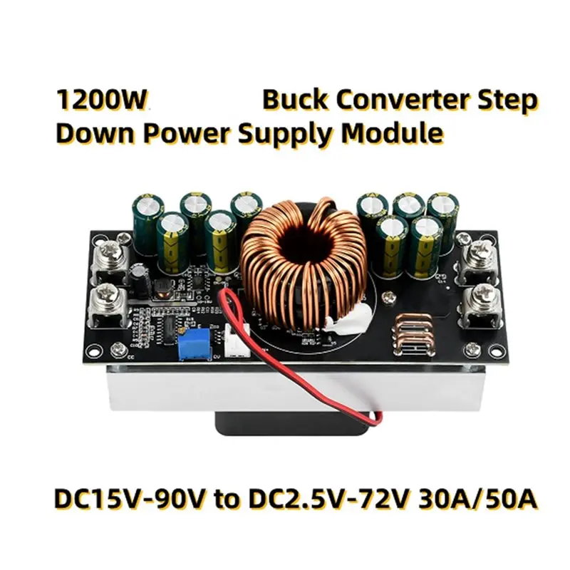 AA08-Adjustable 1200W DC-DC Buck Converter Step-Down Power Module DC15V-90V To DC2.5V-72V 30A/50A Constant Voltage