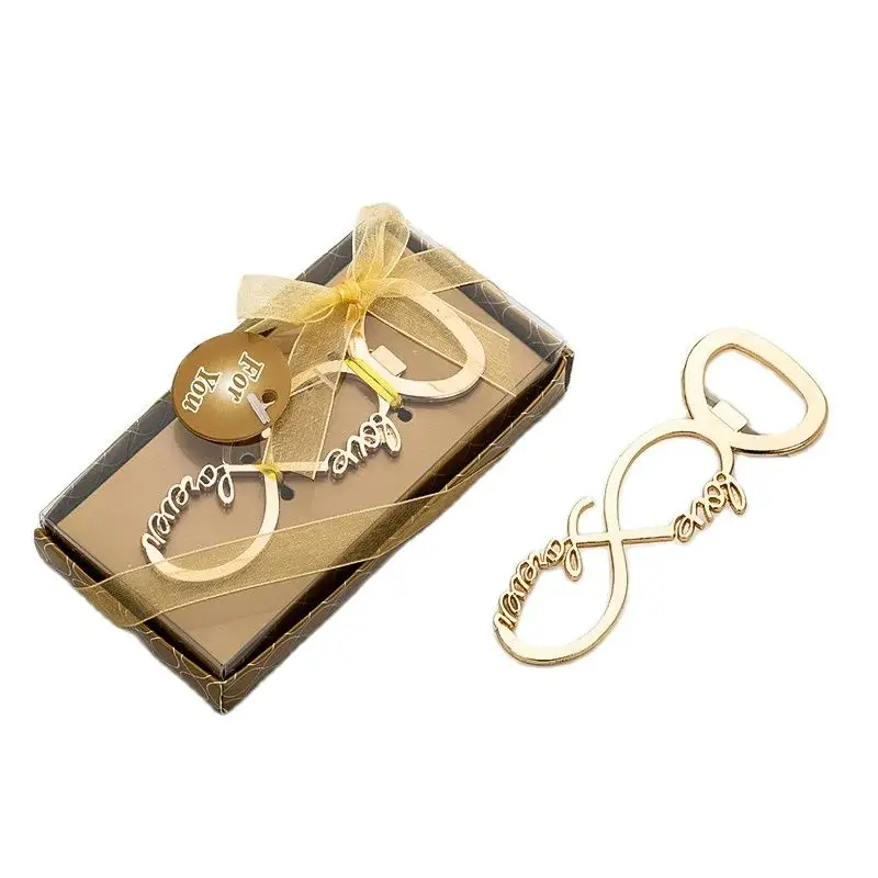 

50Pcs Gold Silver Love 8 Bottle Opener Favor For Wedding Engagement Birthday Bridal Shower Anniversary Present With Gift Box