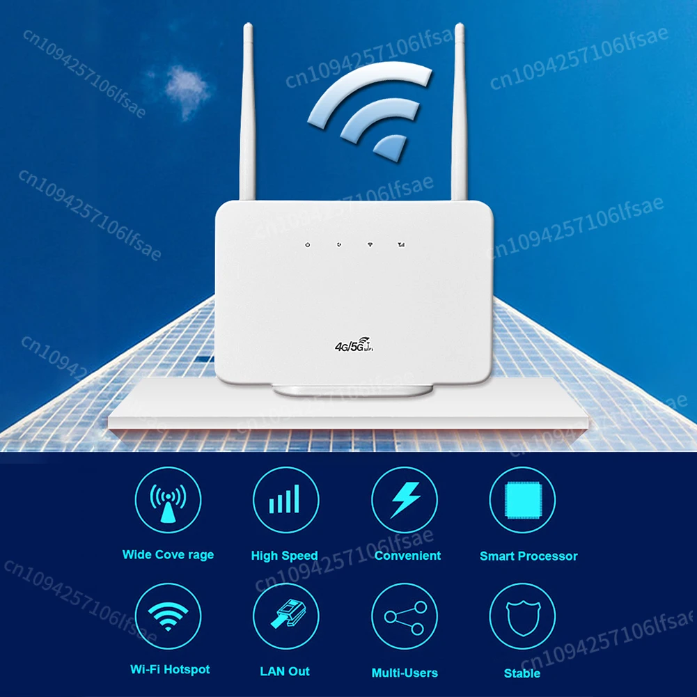 4G Wireless Router 300Mbps 4G Router Wireless Modem External Antenna with Sim Card Slot EU Plug for Home Travel Work