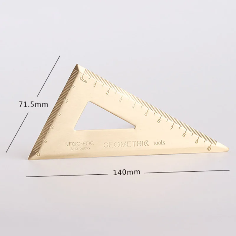 Brass Triangle Ruler Retro Semicircle Protractor Triangle Plate Drawing Copper Ruler Office School Supplies Drafting Tools