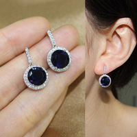 Luxury Female Earring 925 Silver Needle Round Zircon Earring Women Closely Inlaid OL Versatile Earrings Statement Jewelry Gift