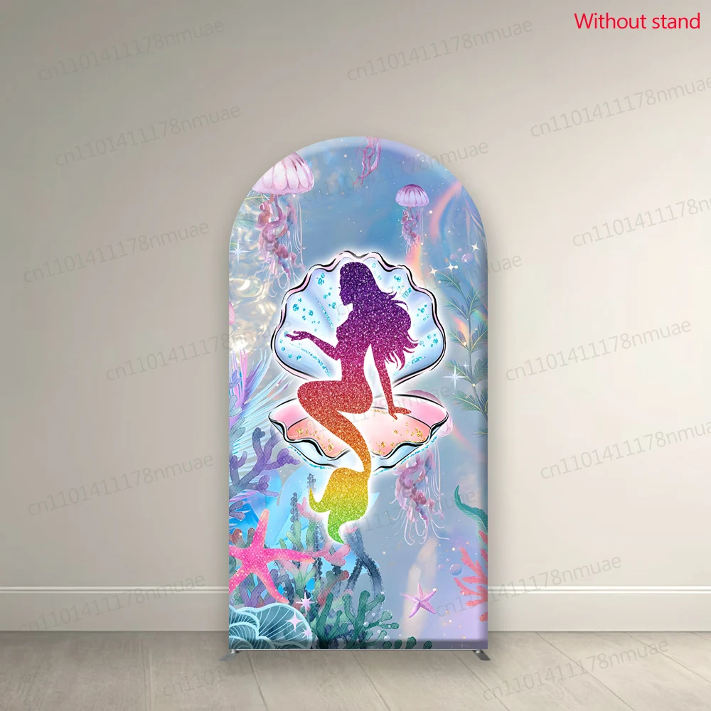 Meerjungfrau Muster Bogen Foto Hintergrund Kind Geburtstag Baby Dusche Hintergrund personalisierte Größe Fotografie Hintergrund