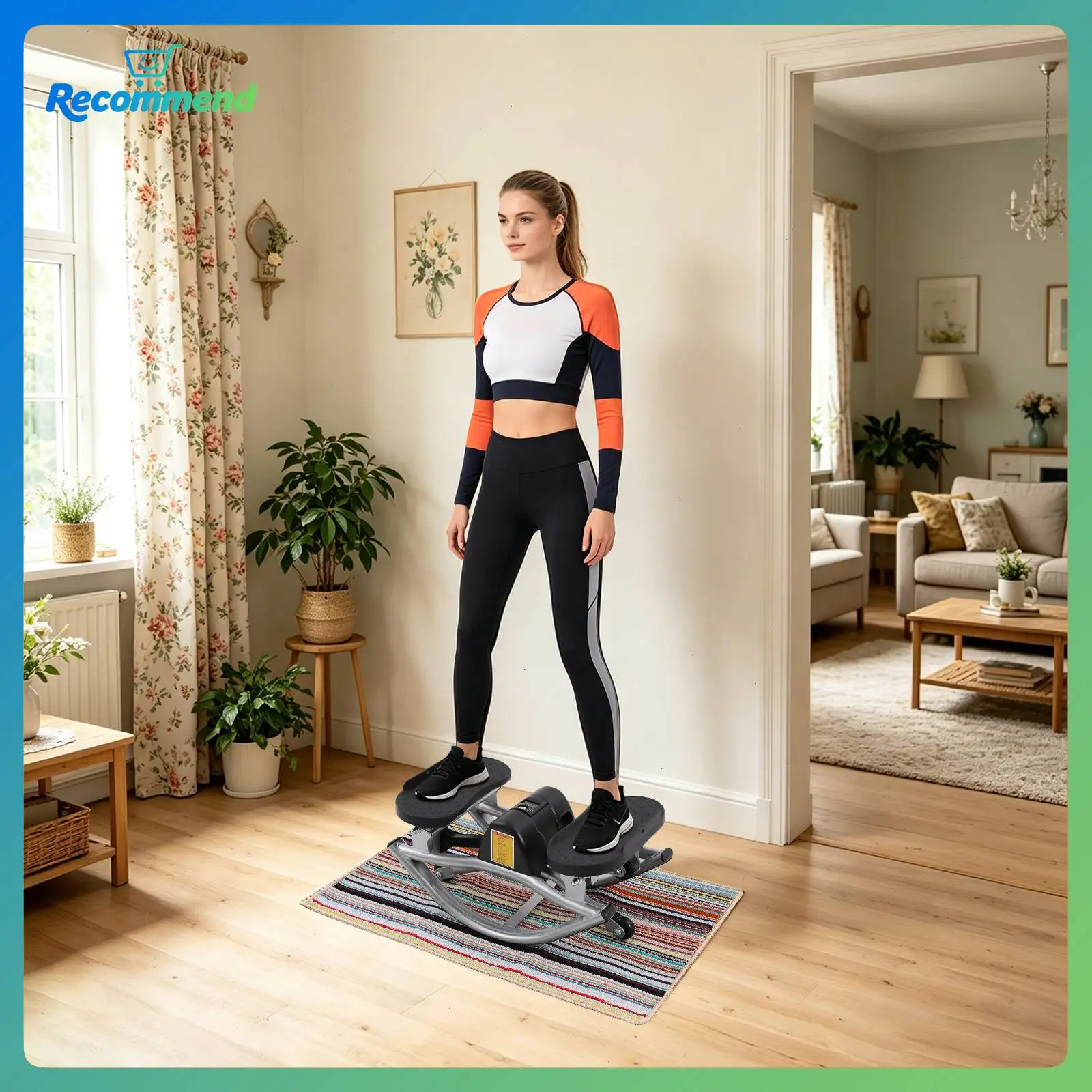 Lateral Rocking Stepper, Low-Impact Fitness Stepper, Knee & Joint Friendly Home Exercise Machine with LCD Monitor, Total Body Workout for Legs, Glutes, Abs, Compact Quiet Design
