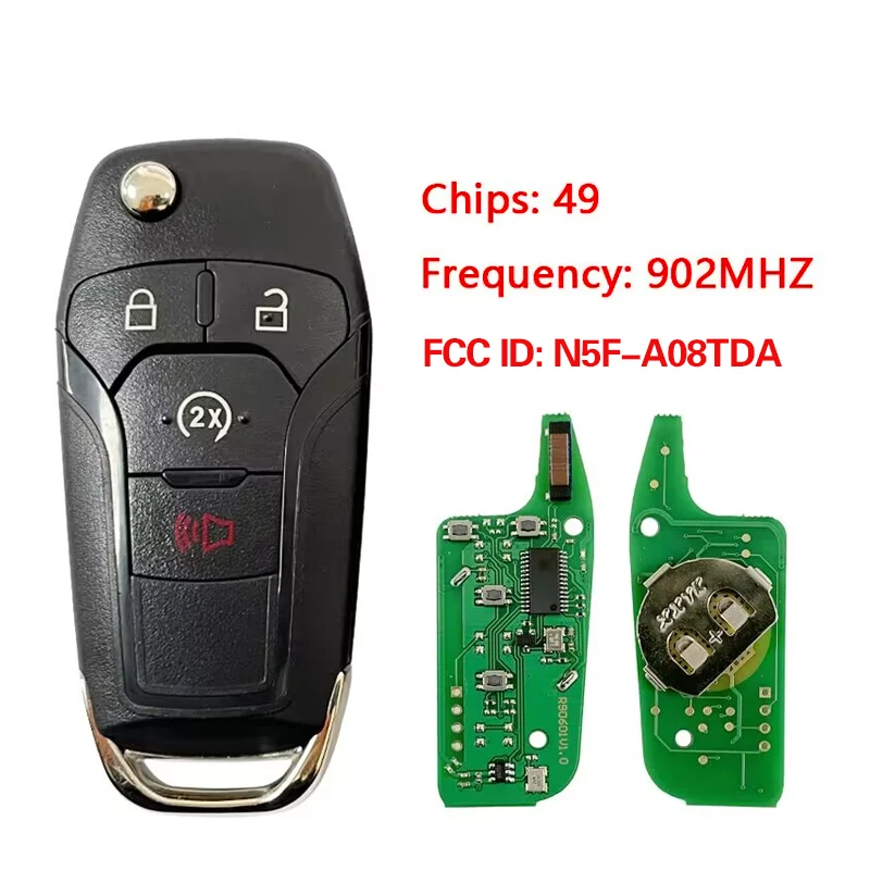 

CN018081 Flip Key Fob For Ford F150/F250/F350/F450/F550 2017-2020 Ranger FCCID: N5F-A08TDA P/N: 164-R8134 Remote Start 902MHZ