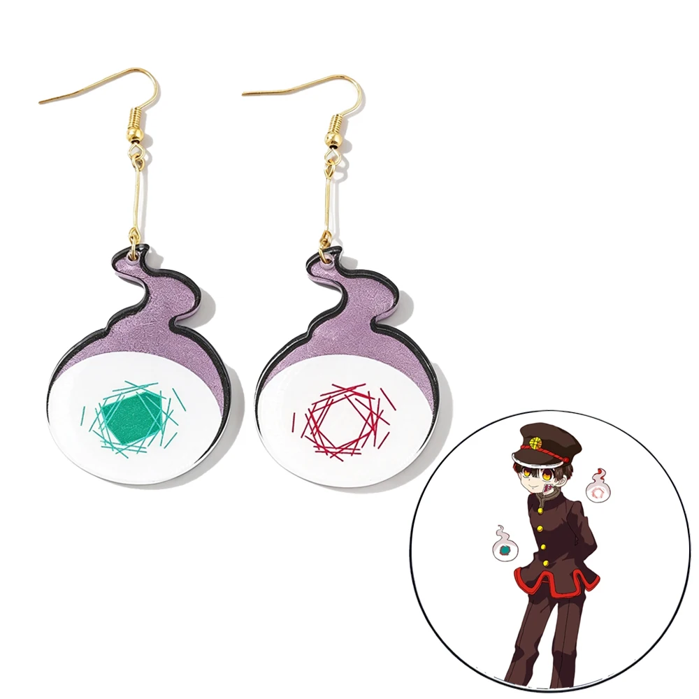Anime Style Acrylic Hook Drop Earrings Toilet Bound Hanako Kun Cosplay Yugi Amane Ear Clip For Women Cosplay Daily Wear Gift