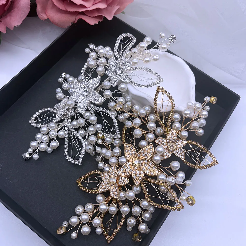 

DZ295 Pearls Hair Jewelry Wedding Hair Bands Party Hair Accessories For Women Headpiece Tiaras Bridesmaid Girls Head Jewelry