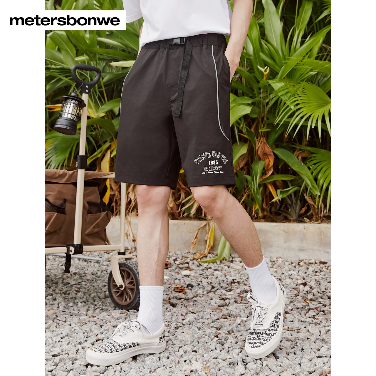 Metersbonwe Casual Shorts Men Summer New Trendy Letter Printed Short Pants Four sided elastic Trousers Brand Minimalist Bottoms