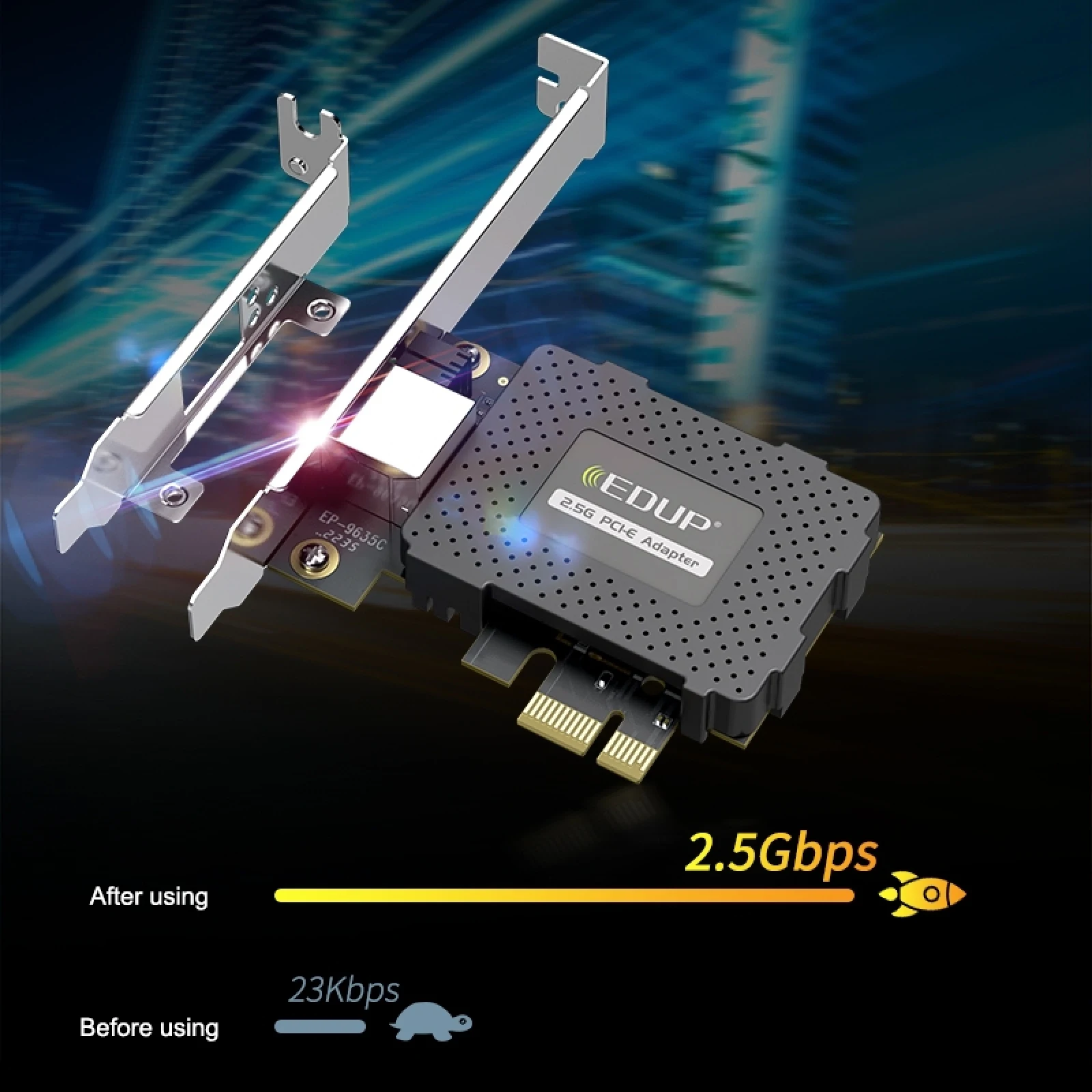 EDUP EP-9635C 2.5Gbps Gigabit Game Wired Network Card 2500M High Speed Internet Port Expansion Desktop PC Adaptive Ethernet