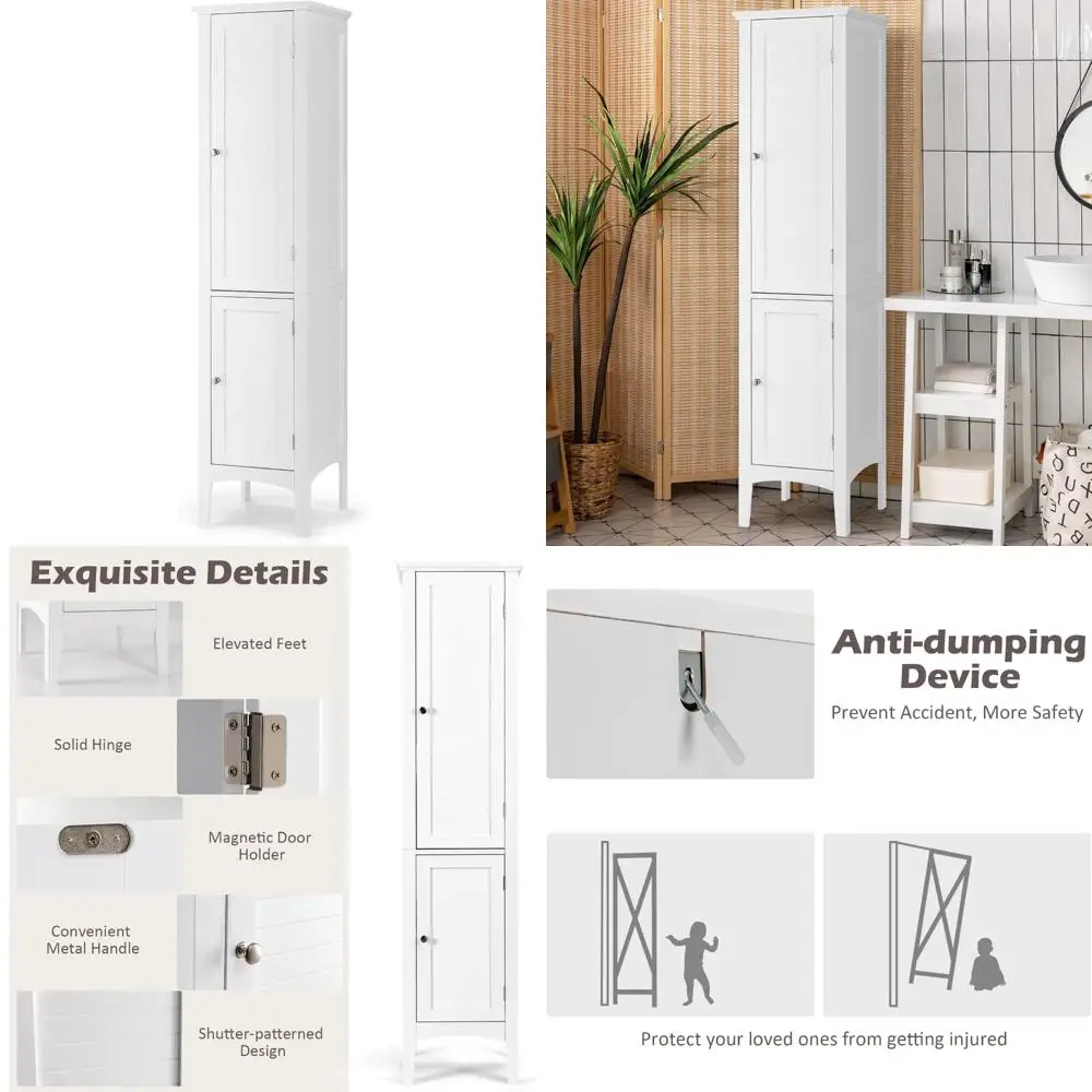 Gabinete de almacenamiento delgado independiente alto de 5 niveles para organización de baño y cocina