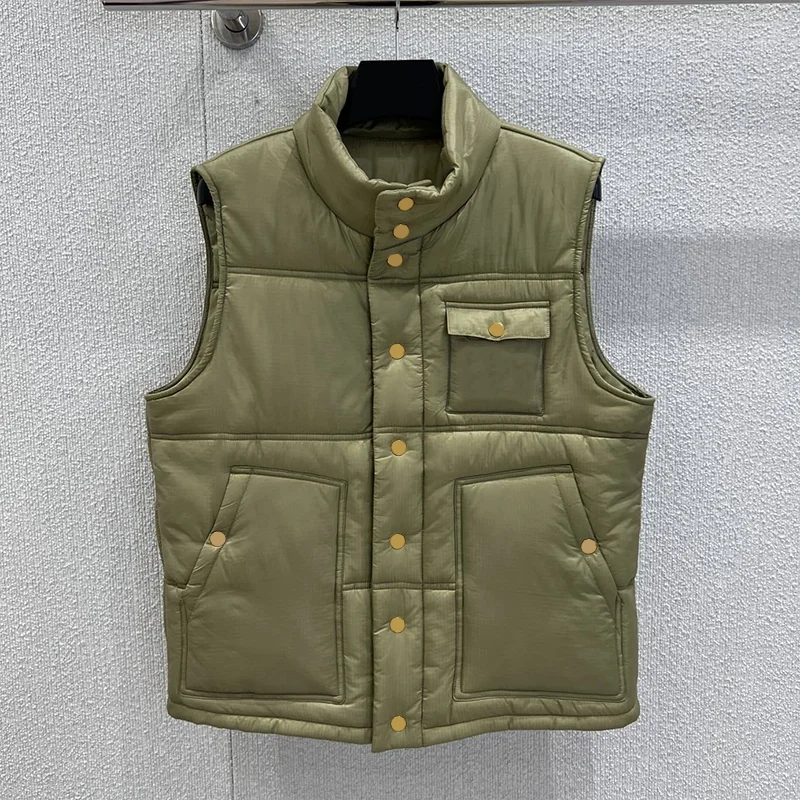 معطف نسائي عالي الجودة بياقة واقفة وزر واحد وجيب مطرز ملابس شتوية 251102296