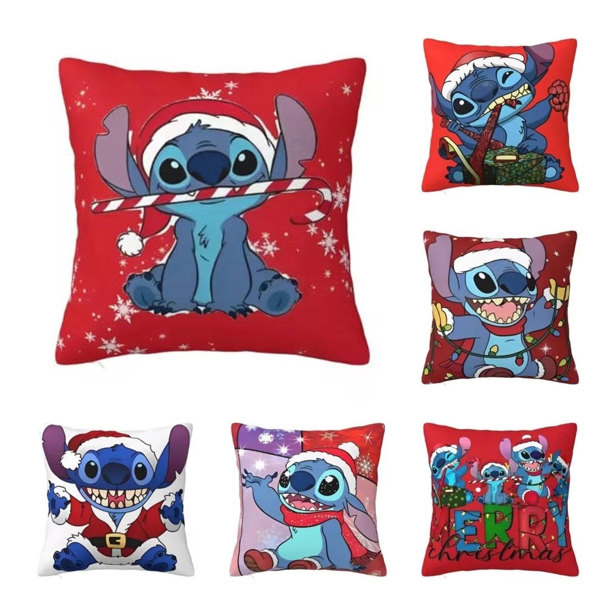 Cute Stitch Pillow Covers Polyester Room Merry Christmas Cushion Case Cool Pillowcase 40*40