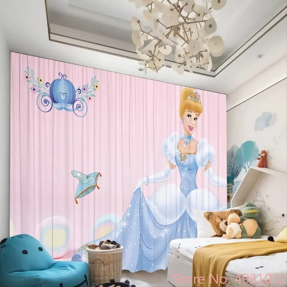 Disney Princess Belle Snow White Cinderella Blackout Curtain Shading Curtain for Bedroom Custom Cartoon Window Drapes