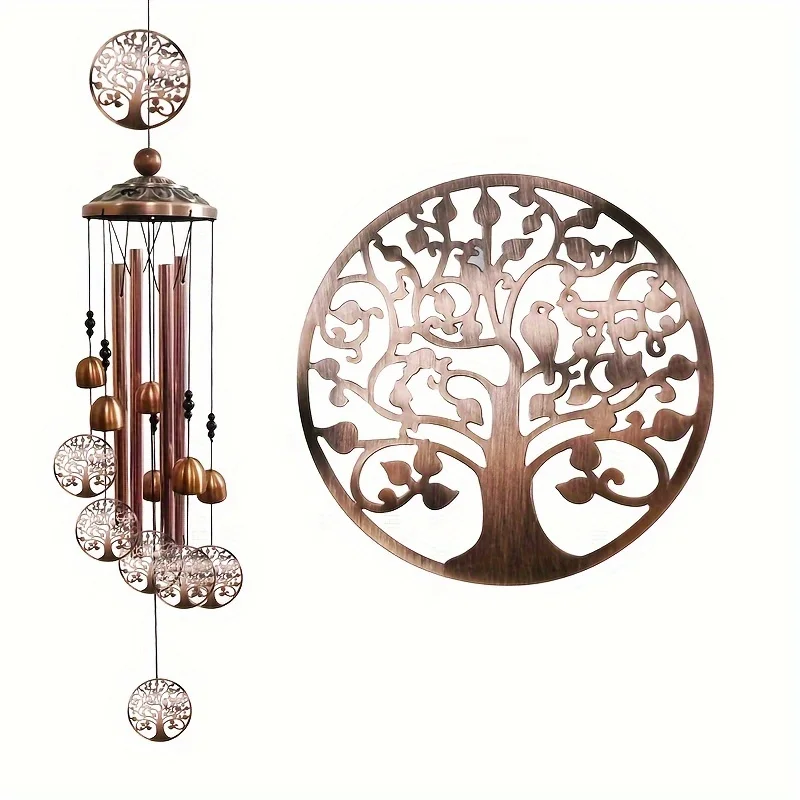 Durable Tree of Life Wind Chimes - Melodic Aluminum Tubes for Outdoor Decor - Artistic Hanging Yard Ornament, Enhance Your Garde