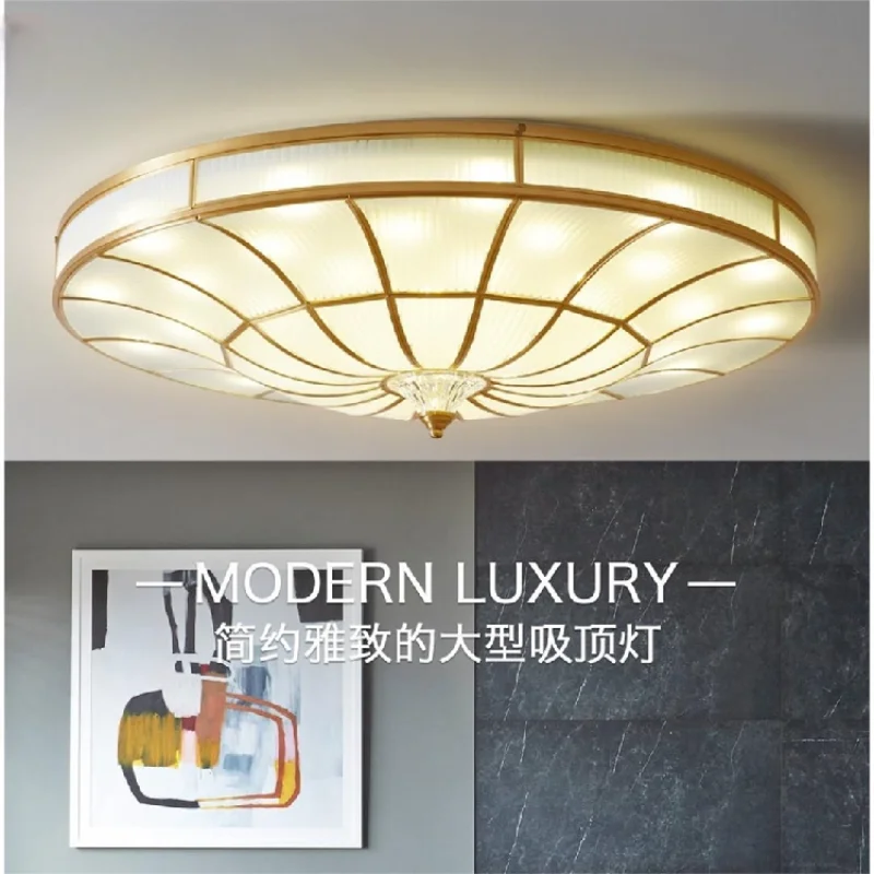 American style living room ceiling light luxury all copper LED European style hall bedroom minimalist Nordic lighting fixtures