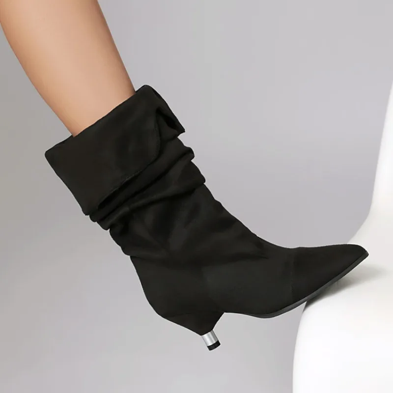 2026 Autumn-Winter New Fashion High Heels, Sexy Leopard Print Ruffles, Stiletto Heels, Women's Boots