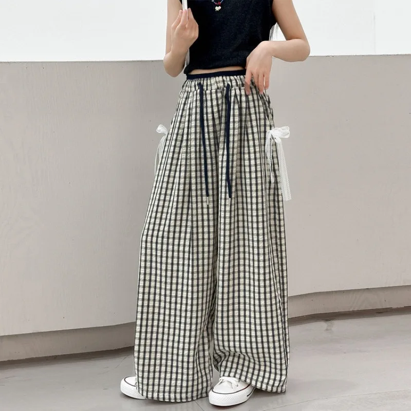 Girls mosquito repellent pants 2026 summer new children's Korean casual pants junior high junior high school student plaid pants