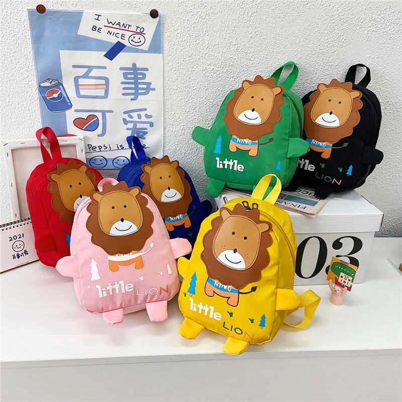 2023 New Kindergarten Schoolbag Children Cartoon Lion Shoulder Bag Lightweight School Bookbag Student Backpack Kids Backpacks