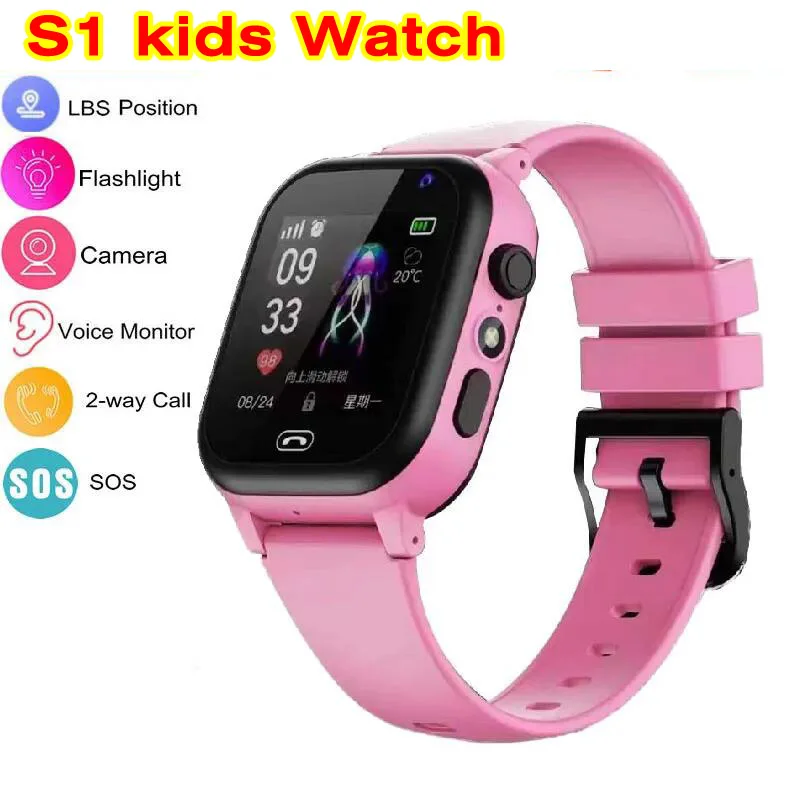 Kids Smart Watch Phone LBS SOS Location Camera Dial Call SIM Card Flashlight Voice Chat Camera Alarm Clock Children Smartwatch