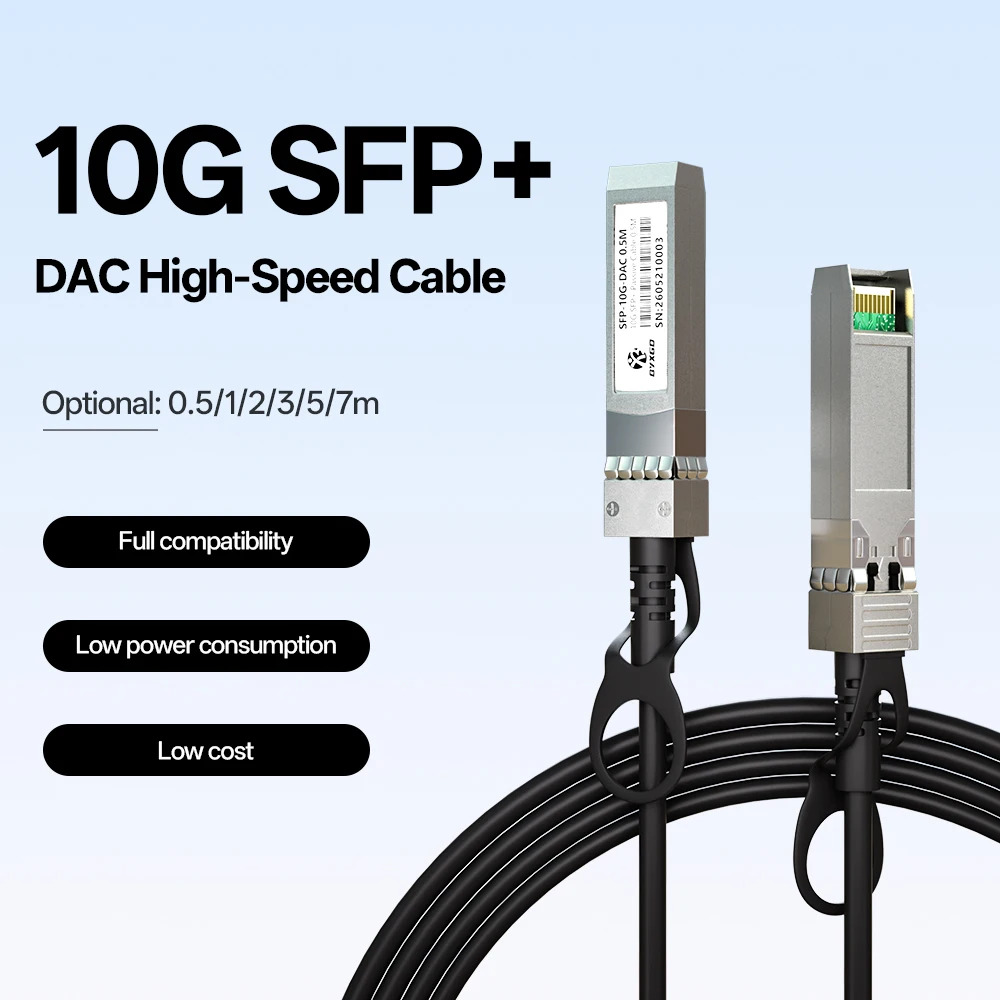 10G SFP+ DAC Passive High‑Speed Cable 0.5‑7M Copper Direct Attach Cable for TP-link, D-Link, Netgear, Ubiquiti, Mikrotik, Switch