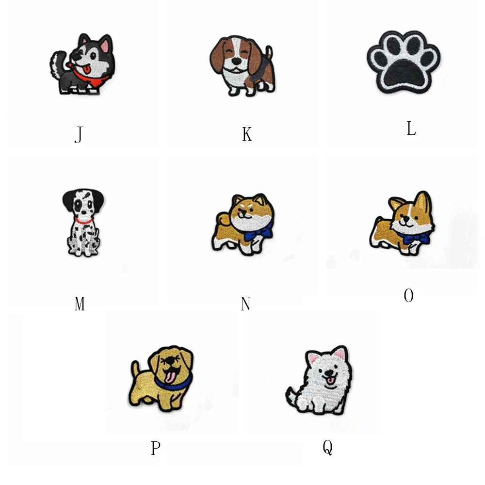 Corgi / Dachshund / Husky Patch Embroidery Patches For Clothing Cute Dog Animal Iron-On Patches On Clothes