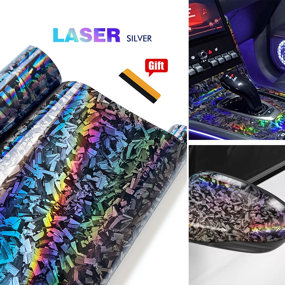 

Glossy Laser Forged Carbon Fiber Vinyl Wrap Self Adhesive Car Sticker Auto Glossy Vinyl Carbon Film for Car Decal Car Accessorie