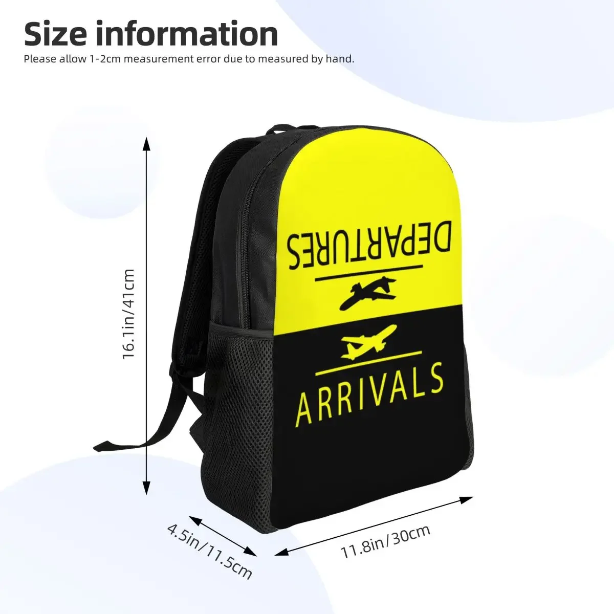 Custom Plane Arrivals Departures Laptop Backpack Bookbag for College School Students Aviation Airplane Aviator Pilot Bags