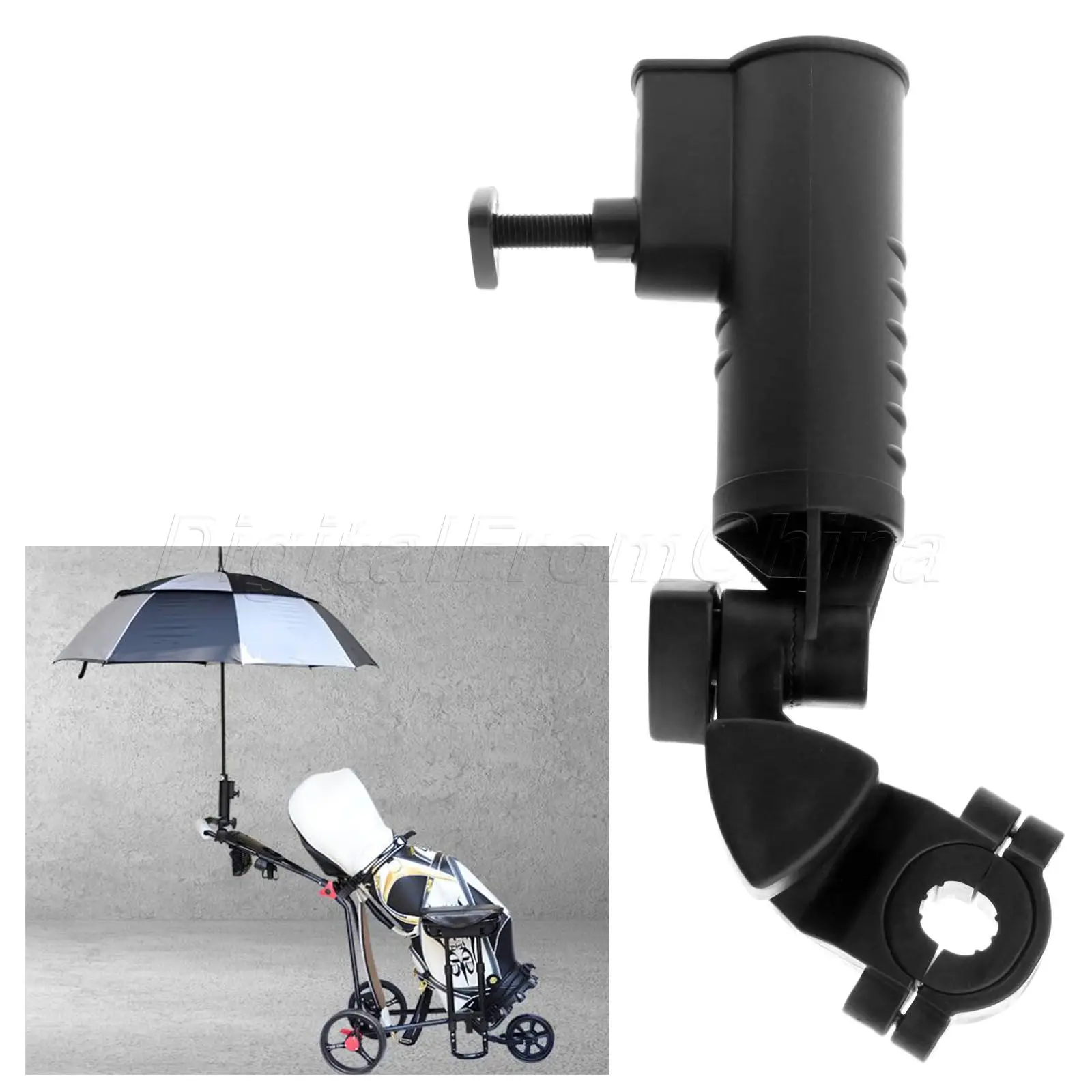 Universal Golf Cart Umbrella Holder Stand Adjustable Angle Connector for Bike Buggy Baby Stroller Fishing Beach Chair Wheelchair