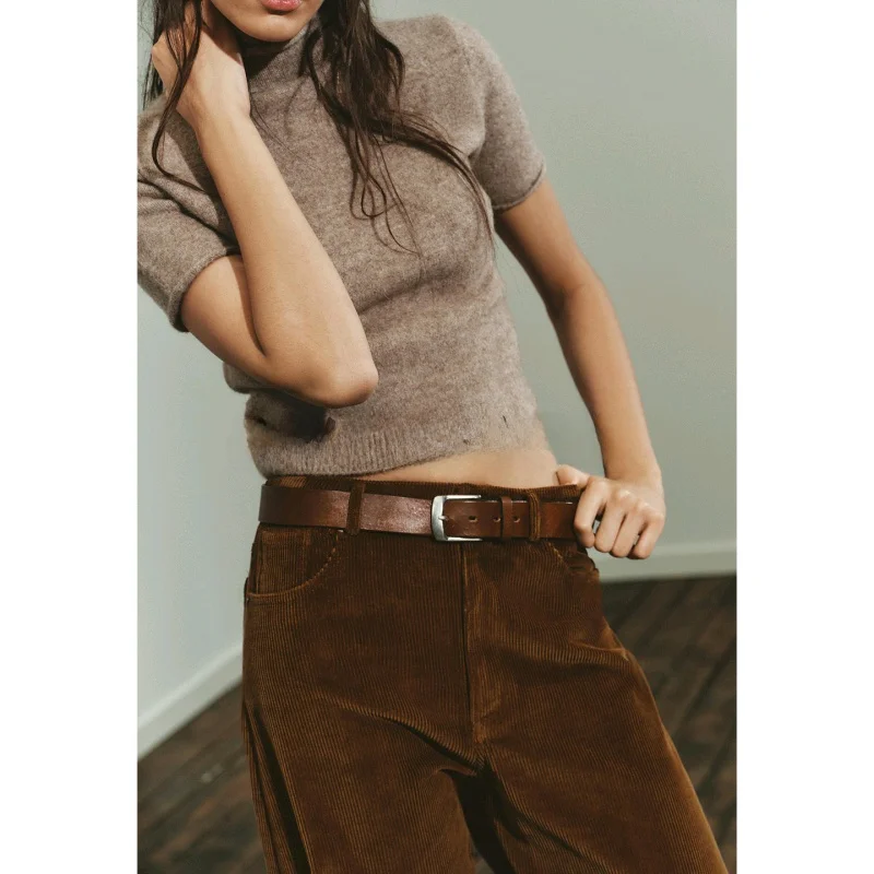 Winter New Women's Casual ort Sve f High Ne Soft Flat Needle Knitted Sweater Polyester Fiber Teen Girls Faion