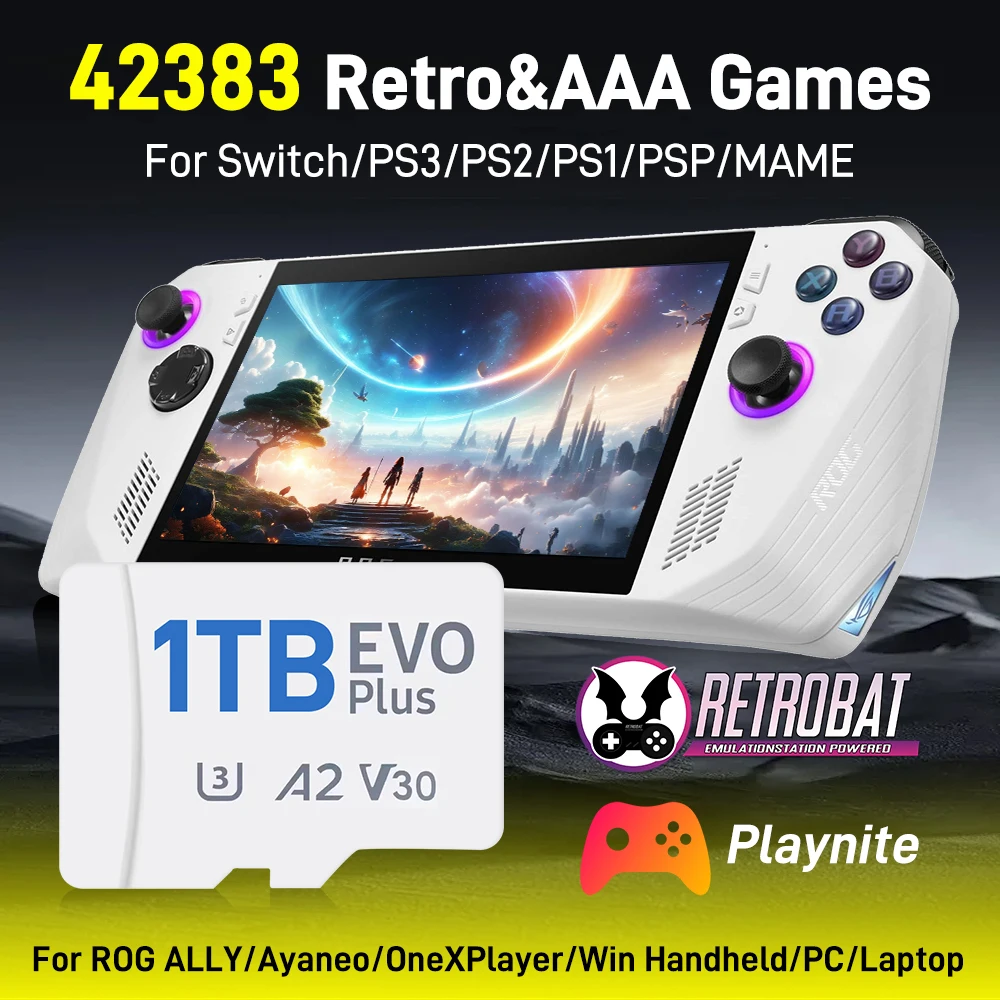 

New 1TB Game Card for ROG ALLY/Win Handheld Game Console/PC/Laptop for Switch/PS3/2/1/PSP/Wii/Wiiu with 42000+Retro&AAA Games