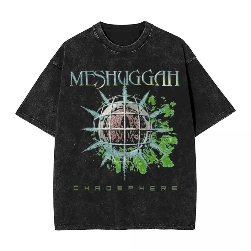 

Meshuggah washed T shirts streetwear hip hop fashion T-shirt tee shirt for men women short sleeve Harajuku printed