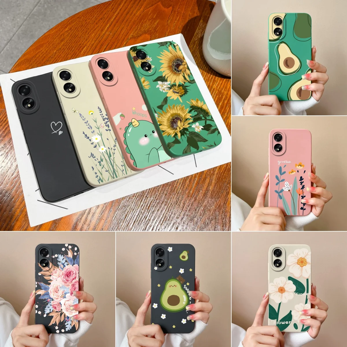 Luxury Coque For OPPO A38 4G Cute Cartoon Dinosaur Soft Silicone Cases Camera Protection Cover For OppoA38 CPH2579 6.56